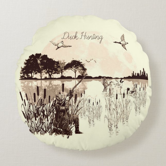 Duck Hunting Rond Kussen (Voorkant)