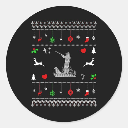 Duck Hunting Ugly Kerstdesign Hunter Ronde Sticker (Voorkant)