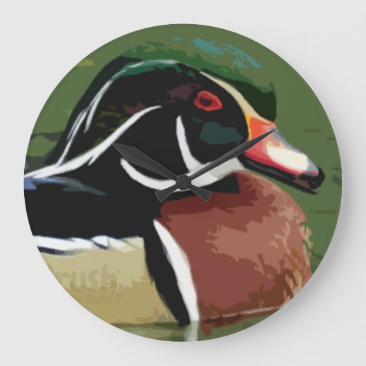 Duck Hunting Wall Clock, Wood Duck Wall Clock Grote Klok (Voorkant)
