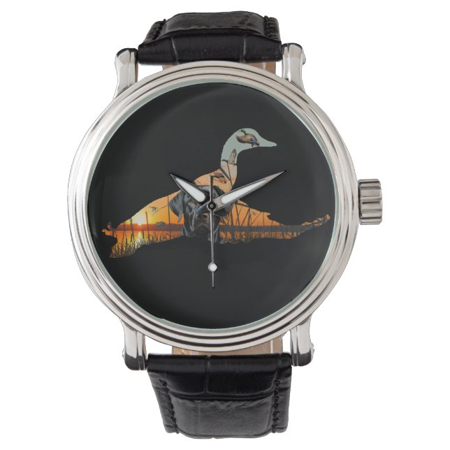 Duck Hunting Watch, Black Labrador Retriever Horloge (Voorkant)