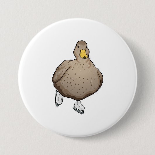 Duck Ice skating Ice schaatsen Ronde Button 7,6 Cm (Voorkant)