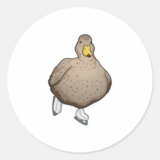 Duck Ice skating Ice schaatsen Ronde Sticker (Voorkant)