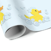 Duck in Blue Bubbles Baby shower Cadeaupapier (Rol Hoek)