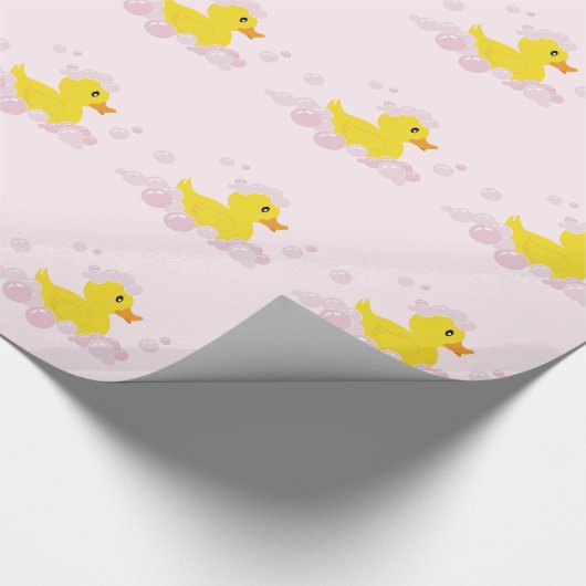 Duck in Bubbles Roze Baby shower Cadeaupapier (Hoek)