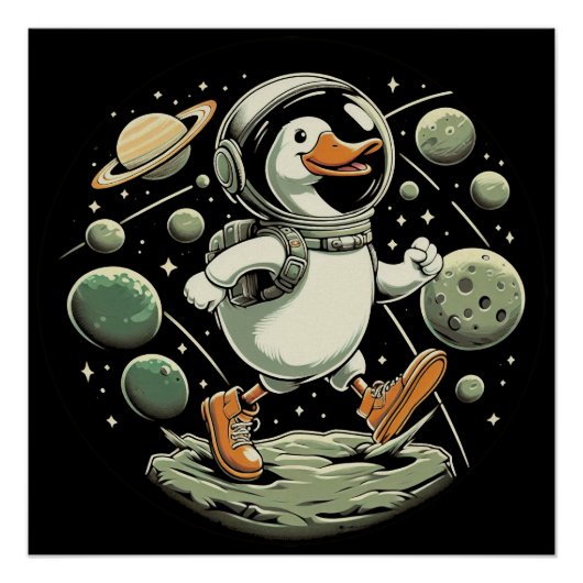 Duck in de ruimte Glossy Poster (Voorkant)