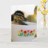 Duck in een Teacup Kaart (Gele Bloem)