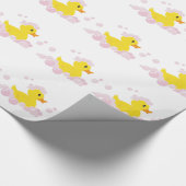 Duck in Pink Bubbles Baby shower Cadeaupapier (Hoek)