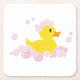 Duck in Pink Bubbles Kartonnen Onderzetters