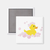 Duck in Pink Bubbles Magneet (Voorkant / Achterkant)