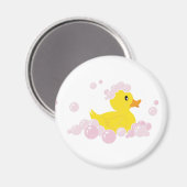Duck in Pink Bubbles Magneet (Voorkant / Achterkant)