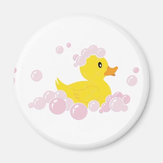 Duck in Pink Bubbles Magneet (Voorkant)