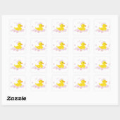 Duck in Pink Bubbles Vierkante Sticker (Vel)