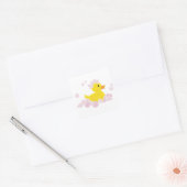 Duck in Pink Bubbles Vierkante Sticker (Envelop)
