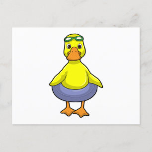 Duck in Swimming met Swim ring Briefkaart