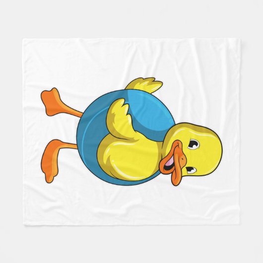 Duck in Swimming met Swim ring Fleece Deken (Voorkant (Horizontaal))