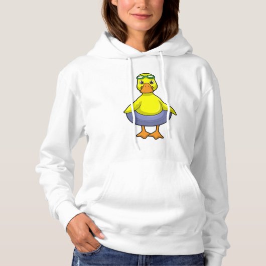 Duck in Swimming met Swim ring Hoodie (Voorkant)