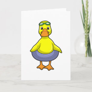 Duck in Swimming met Swim ring Kaart