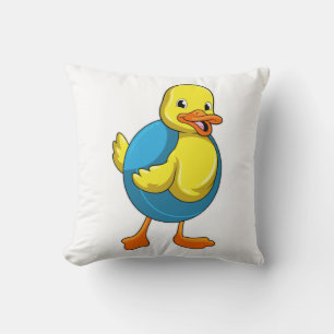 Duck in Swimming met Swim ring Kussen