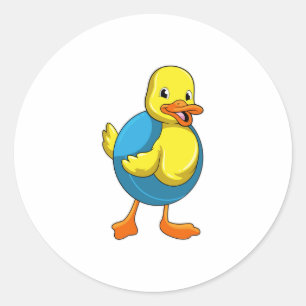 Duck in Swimming met Swim ring Ronde Sticker