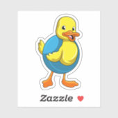 Duck in Swimming met Swim ring Sticker (Vel)