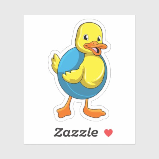Duck in Swimming met Swim ring Sticker (Vel)