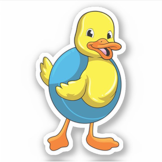 Duck in Swimming met Swim ring Sticker (Voorkant)