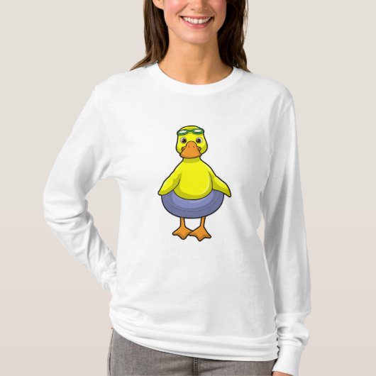 Duck in Swimming met Swim ring T-shirt (Voorkant)