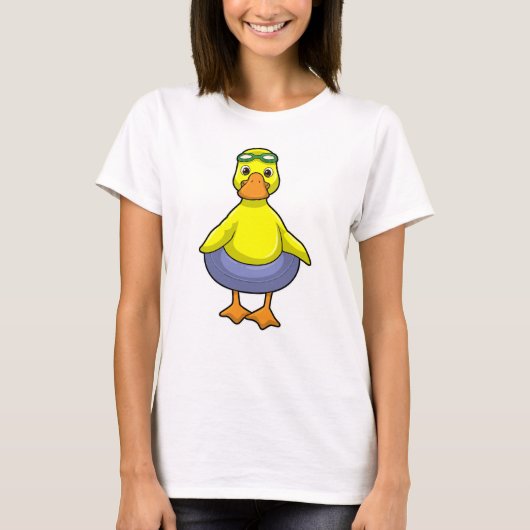Duck in Swimming met Swim ring T-shirt (Voorkant)