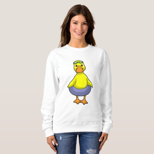 Duck in Swimming met Swim ring Trui (Voorkant volledig)