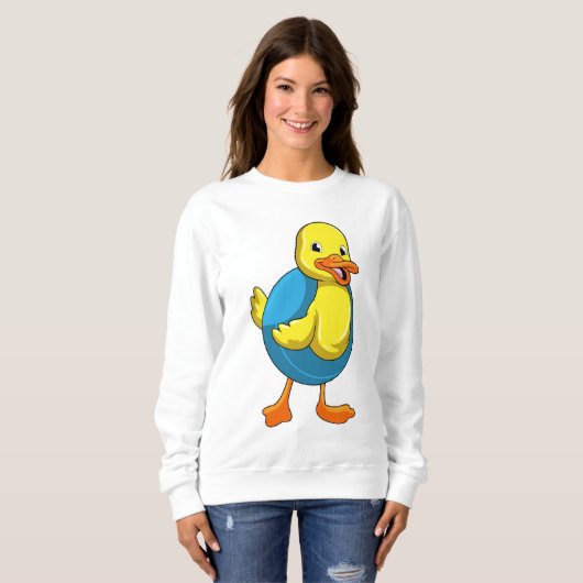 Duck in Swimming met Swim ring Trui (Voorkant volledig)