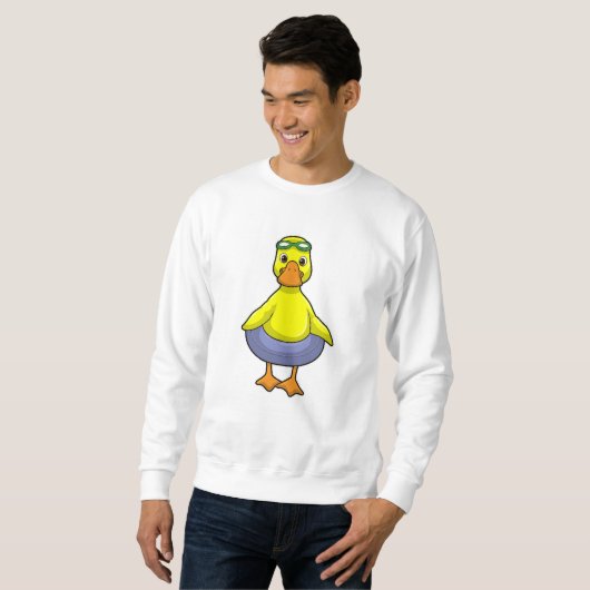 Duck in Swimming met Swim ring Trui (Voorkant volledig)