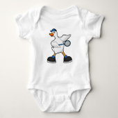 Duck in Tennis met Tennis racket & Pet Romper (Voorkant)