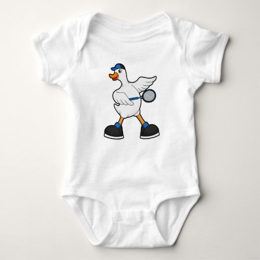 Duck in Tennis met Tennis racket & Pet Romper (Voorkant)