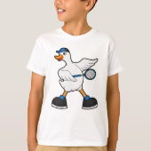Duck in Tennis met Tennis racket & Pet T-shirt (Voorkant)