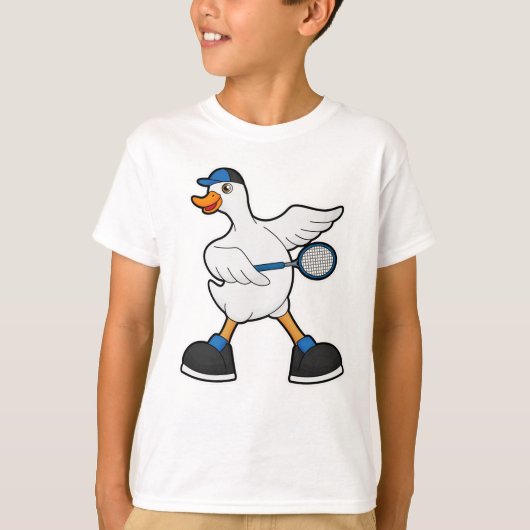 Duck in Tennis met Tennis racket & Pet T-shirt (Voorkant)