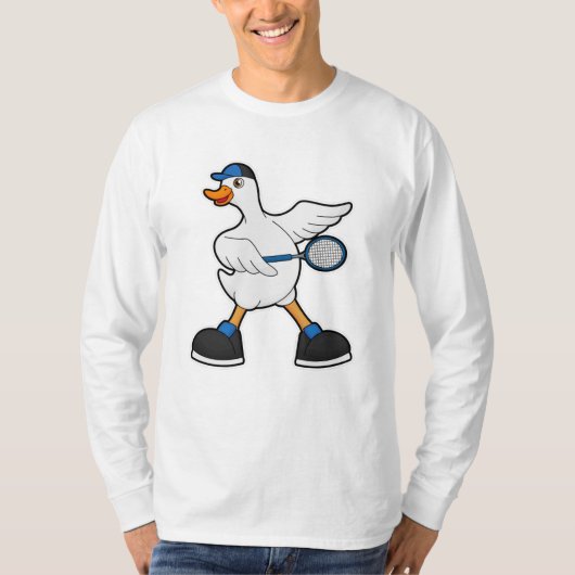 Duck in Tennis met Tennis racket & Pet T-shirt (Voorkant)