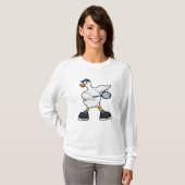 Duck in Tennis met Tennis racket & Pet T-shirt (Voorkant volledig)
