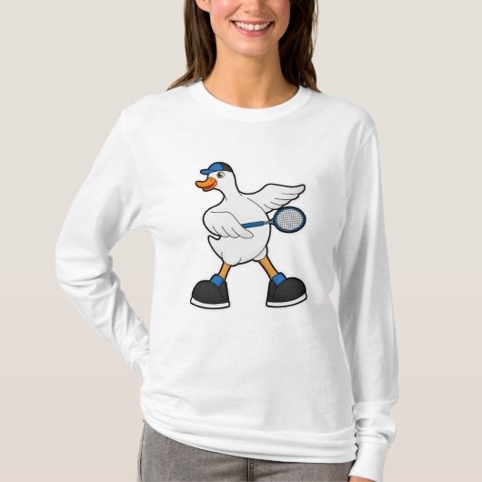 Duck in Tennis met Tennis racket & Pet T-shirt (Voorkant)