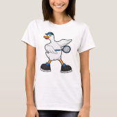 Duck in Tennis met Tennis racket & Pet T-shirt (Voorkant)