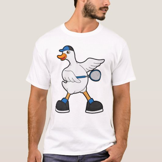 Duck in Tennis met Tennis racket & Pet T-shirt (Voorkant)