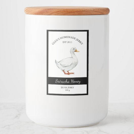 Duck Jerky Label Voedselcontainer Etiket (Voorkant)