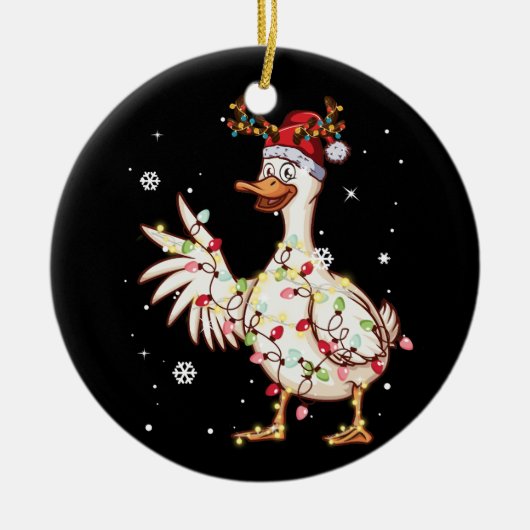 Duck Kerstboom Reindekerlampjes Keramisch Ornament (Voorkant)