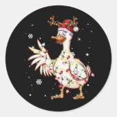 Duck Kerstboom Reindekerlampjes Ronde Sticker (Voorkant)