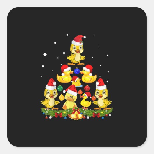 Duck kerstboom vierkante sticker (Voorkant)