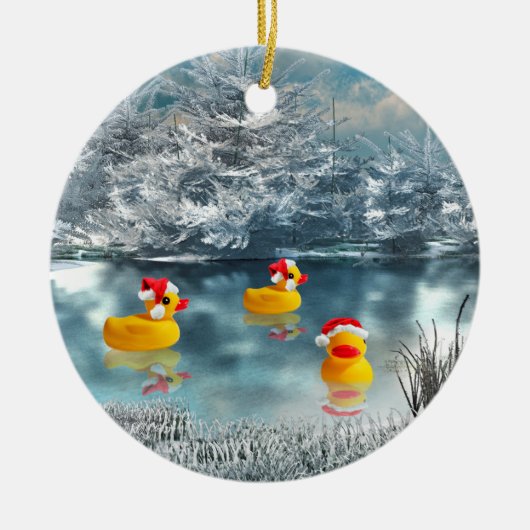 Duck Kerstmis Keramisch Ornament (Voorkant)