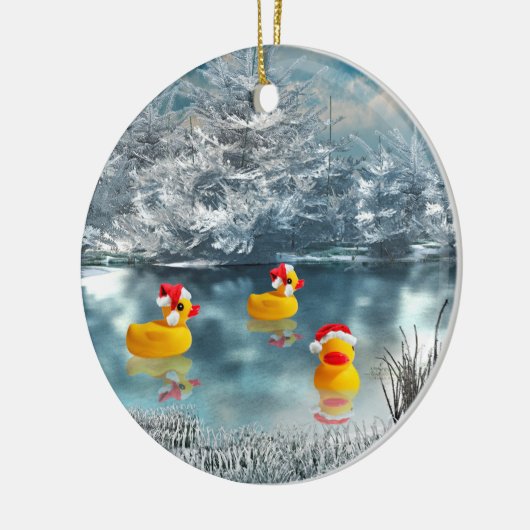 Duck Kerstmis Keramisch Ornament (Links)