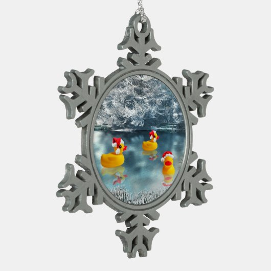 Duck Kerstmis Tin Sneeuwvlok Ornament (Links)