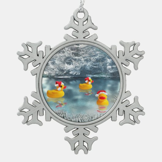 Duck Kerstmis Tin Sneeuwvlok Ornament (Voorkant)