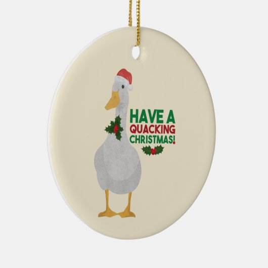 Duck Kerstpun: Een kwart kerstfeest hebben Keramisch Ornament (Rechts)