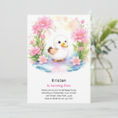 Duck Kinder Meisje Verjaardagsuitnodiging Kaart (Staand voorkant)